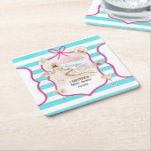 サマーチック ビーチとウェーブ ブライダルシャワー スクエアペーパーコースター (アングル)