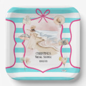 サマーチック ビーチとウェーブ ブライダルシャワー ペーパープレート (正面)