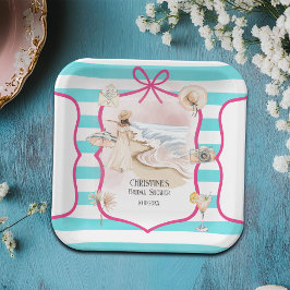 サマーチック ビーチとウェーブ ブライダルシャワー ペーパープレート