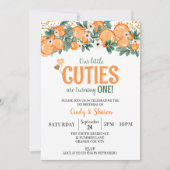 サマーツインズ1stバースデーオレンジガールズ誕生日 招待状 (正面)