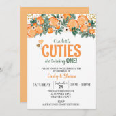 サマーツインズ1stバースデーオレンジガールズ誕生日 招待状 (正面/裏面)