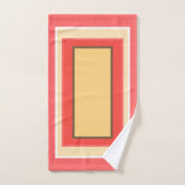 サマーツピーチイエローブラウンフルーツブロックパターン バスタオルセット (ハンドタオル)