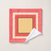 サマーツピーチイエローブラウンフルーツブロックパターン バスタオルセット (ウォッシュタオル)