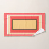 サマーツピーチイエローブラウンフルーツブロックパターン バスタオルセット (ハンドタオル)