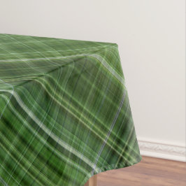 サマーツリーグリーンとホワイトプレイド テーブルクロス