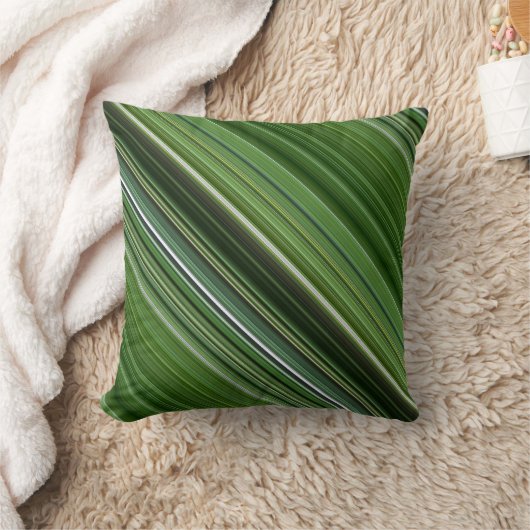 サマーツリーズグリーンストライプとプレイド クッション (ブランケット)