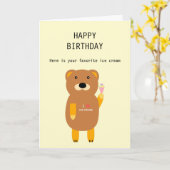 サマーテーマおもしろいベアーアイスクリームハッピーバースデー カード (黄色い花)
