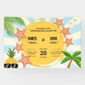 サマーテーマキッズダブル誕生祝い 横断幕 (横)