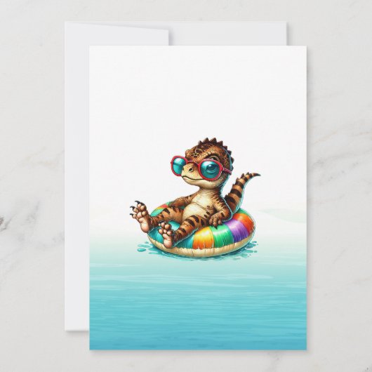 サマーディノプールパーティー誕生日招待状 招待状 (裏面)