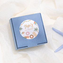 サマーデイおもしろいガールプール誕生日パーティー ラウンドシール