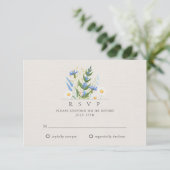 サマーデイジーブルーフローラボタニカル結婚ズ 出欠カード (スタンド正面)