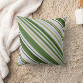 サマーデイジーホワイトアンドグリーンストライプ クッション