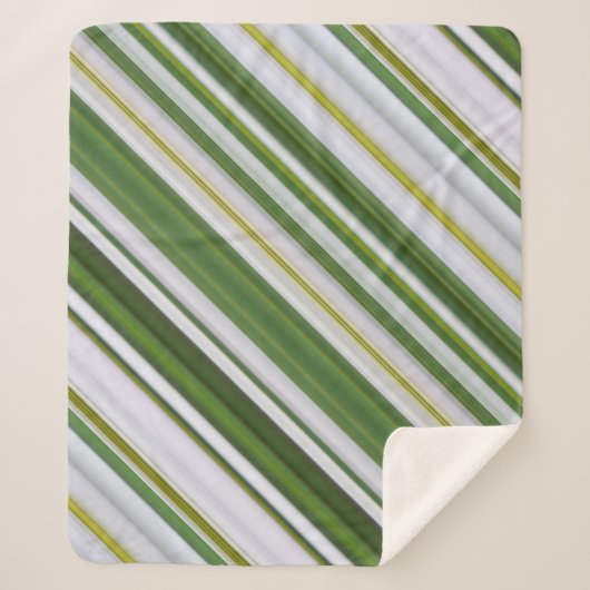 サマーデイジーホワイトアンドグリーンストライプ シェルパブランケット (正面)