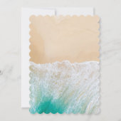 サマーデスティネーションオンザサンディティール（緑がかった色）ビーチ結婚式 招待状 (裏面)