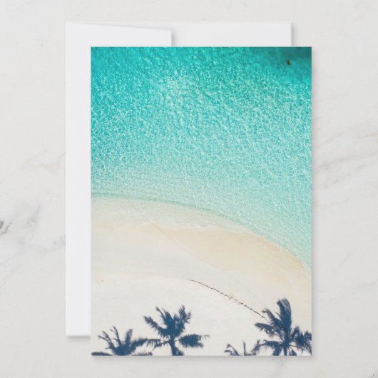 サマーデスティネーションオンザサンディーパームビーチ結婚式 招待状 (裏面)