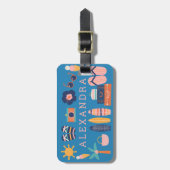 サマートラベルテーマカウトブルーパーソナライズされた ラゲッジタグ (正面縦)