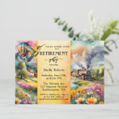 サマートレイン水の色の旅行退職パーティー 招待状 (スタンド正面)