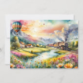 サマートレイン水の色の旅行退職パーティー 招待状 (裏面)