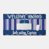 サマートレンディーネイビーブルーボートストライプコレクション デスクマット (キーボード&マウス)