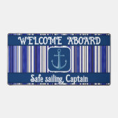 サマートレンディーネイビーブルーボートストライプコレクション デスクマット (正面)