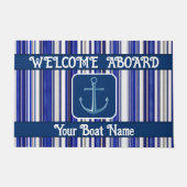 サマートレンディーネイビーブルーボートストライプコレクション ドアマット (正面)