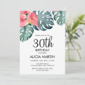 サマートロピカルアンスリウム&モンステラ誕生日 招待状 (スタンド正面)