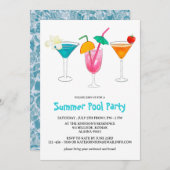 サマートロピカルカクテル大人プールパーティー 招待状 (正面/裏面)