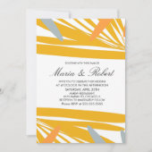 サマートロピカルパーム抽象芸術イエローグレイ結婚ズ 招待状 (正面)