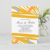 サマートロピカルパーム抽象芸術イエローグレイ結婚ズ 招待状 (スタンド正面)