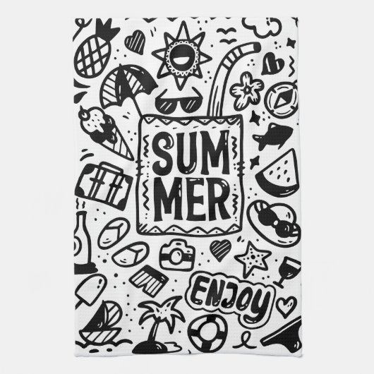 サマートロピカルビーチシーバケーションホリデイ キッチンタオル (縦)