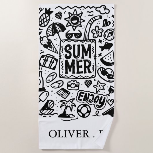 サマートロピカルビーチシーバケーションホリデイ ビーチタオル (正面)