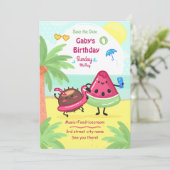 サマートロピカルビーチパーティー誕生日 招待状 (スタンド正面)