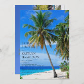 サマートロピカルビーチパームブライダルシャワー 招待状 (正面/裏面)
