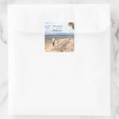 サマートロピカルビーチ新郎新婦結婚のカスタム スクエアシール (バッグ)