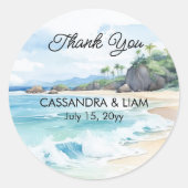 サマートロピカルビーチ結婚式サンキュービター ラウンドシール (正面)