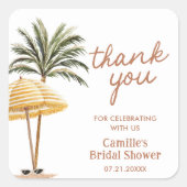 サマートロピカル ブライダルシャワー ありがとう スクエアシール (正面)
