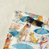 サマードッグカラフルパタパーソナライズされたーン ビーチタオル (インサイチュ)