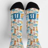サマードッグカラフルモノグラムパーソナライズされたパターン ソックス (上部)