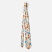 サマードッグカラフルモノグラムパーソナライズされたパターン ネクタイ (裏面)