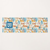 サマードッグカラフルモノグラムパーソナライズされたパターン ヨガマット (正面(横))