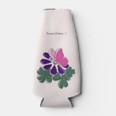 サマードリームピンクグリーンパープルフラワーバタフライ ボトルクーラー (正面)