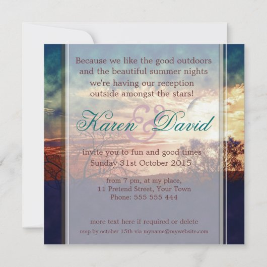 サマーナイツアウトドア素朴パーティの招待状 招待状 (裏面)