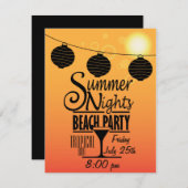 サマーナイツビーチパーティの招待状デザイン 招待状 (正面/裏面)