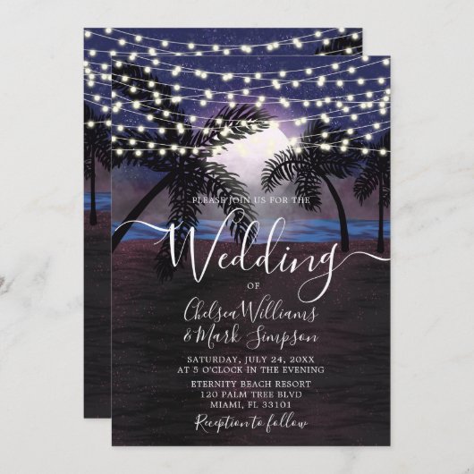 サマーナイツビーチ結婚式 招待状 (正面/裏面)