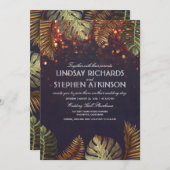 サマーナイトライトエレガントビーチ結婚式 招待状 (正面/裏面)