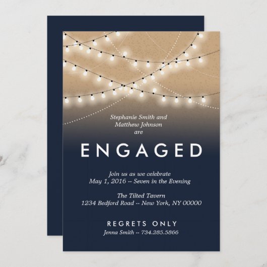 サマーナイトライト婚約パーティ |結婚式 招待状 (正面/裏面)