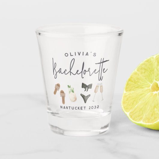 サマーニュートラルパーソナライズドバチェロレッテパーティー ショットグラス (正面)