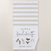 サマーニュートラルパーソナライズドバチェロレッテパーティー ビーチタオル (正面)