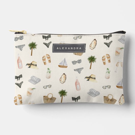 サマーニュートラルパーソナライズドビーチバケーション アクセサリーポーチ (正面)