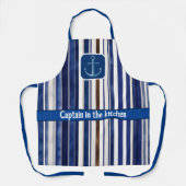 サマーネイビーブルートレンディーボートストライプコレクション エプロン (正面)